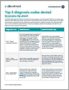 Cloudmed Top 5 diagnosis codes denied by payers tip sheet